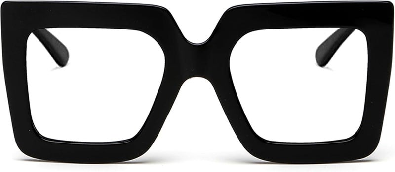 Breaksun Oversized Blue Light Glasses for Women Fashion Thick Square Computer Eyewear Non-Prescription Black Glasses (Black) - Image 1